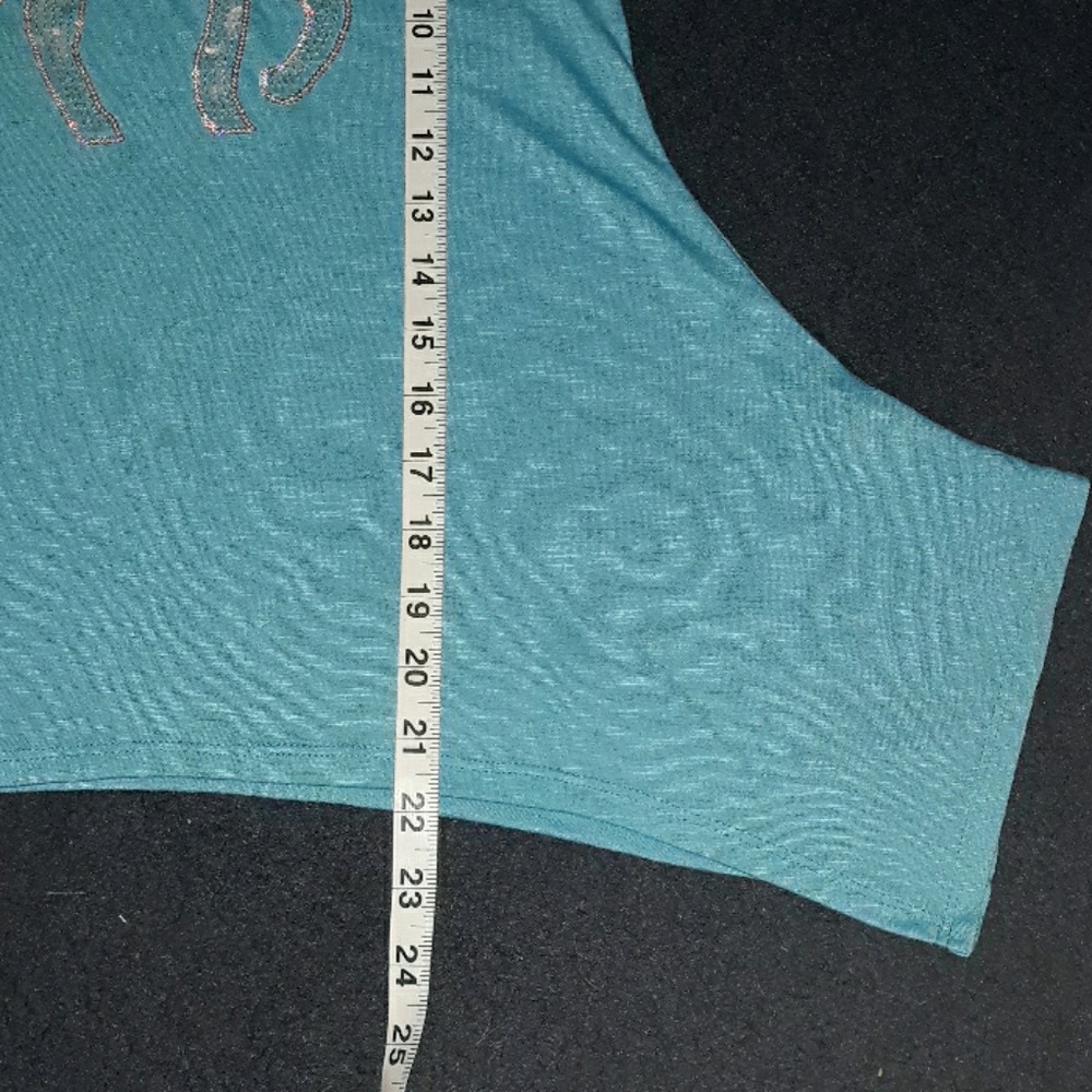 Blue sequined horse girls short sleeve tshirt - Picture 6 of 7